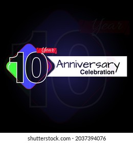 Diseño de logotipo de 10 años de aniversario, Logotipo colorido de celebración para evento de celebración, invitación, saludo, plantilla web