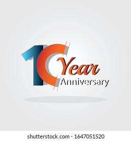 Logotipo de 10 años con una simple cinta aislada en el fondo azul para el evento de celebración