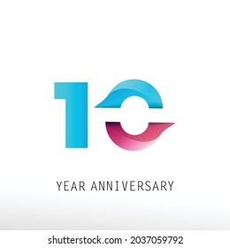 10 Year Anniversary Rainbow Vector Template Design Illustration