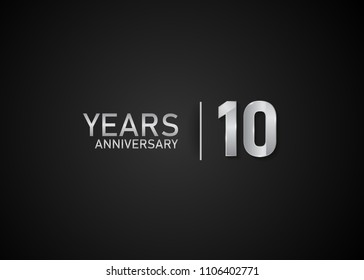 10 year anniversary silver design for celebration event isolated on black background 