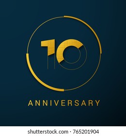 10 Year Anniversary Vector Logo Design Isolated on Dark Background