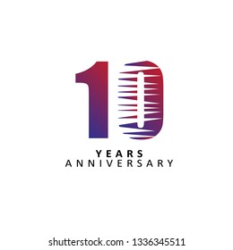 10 Year Anniversary Vector Template Design Illustration, Flat Design, with gradients.