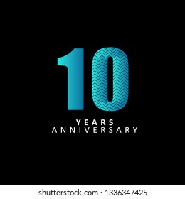 10 Year Anniversary Vector Template Design Illustration, Flat Design, with gradients.