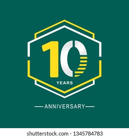 10 Year Anniversary Vector Template Design Illustration, with flat design.