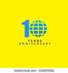 10 Year Anniversary Vector Template Design Illustration, with flat design.