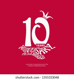 10 Year Anniversary Vector Template Design Illustration, with flat design.