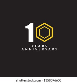 10 Year Anniversary Vector Template Design Illustration, with flat design.
