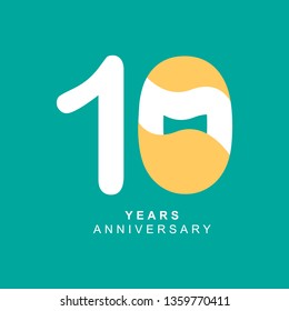 10 Year Anniversary Vector Template Design Illustration, with flat design.
