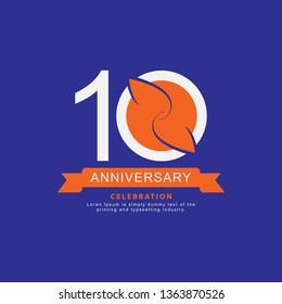 10 Year Anniversary Vector Template Design Illustration, with flat design.