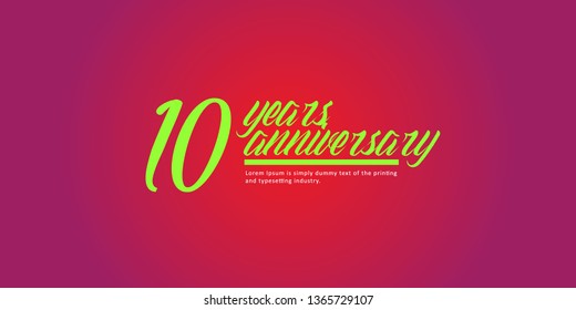10 Year Anniversary Vector Template Design Illustration, with flat design.