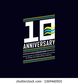10 Year Anniversary Vector Template Design Illustration, with flat design.