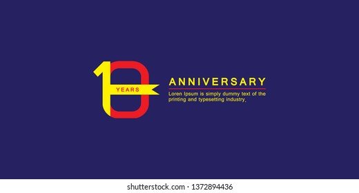 10 Year Anniversary Vector Template Design Illustration, with flat design.