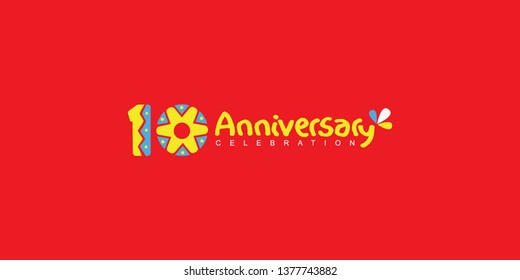 10 Year Anniversary Vector Template Design Illustration, with flat design.