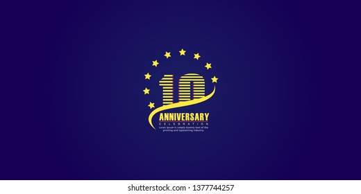 10 Year Anniversary Vector Template Design Illustration, with flat design.
