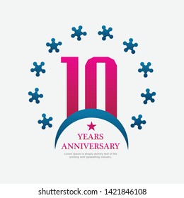10 Year Anniversary Vector Template Design Illustration.