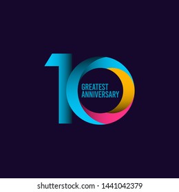 10 year anniversary vector template. Design for celebration, greeting cards or print.