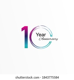 10 Year Anniversary Vector Template Design Illustration Elegant Rainbow White Background