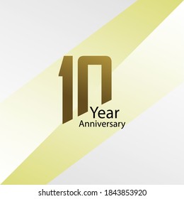 10 Year Anniversary Vector Template Design Illustration Gold Elegant