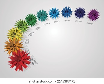 10 year calendar infographic representing pandemics and conflicts Vector illustration
