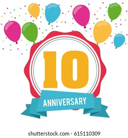 10 Year. Celebrating Anniversary. Vector graphic