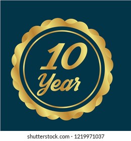 10 year jubilee gold button. emblem for jubilee. 
