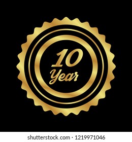 10 year jubilee gold button. emblem for jubilee. 