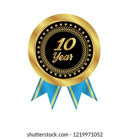 10 year jubilee gold button. emblem for jubilee. 