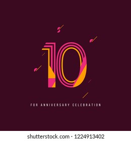 10 Year Retro Anniversary Celebration Vector Template Design Illustration