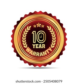10 year warranty badge for packaging sticker and warranty seal stamp, warranty sticker
