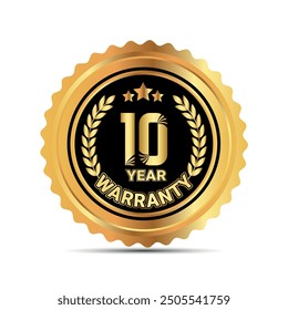 10 year warranty badge for packaging sticker and warranty seal stamp