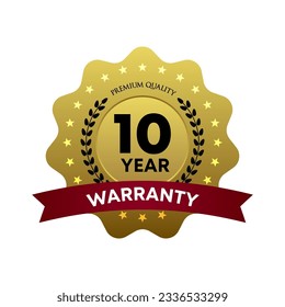 10 Year Warranty Golden Sticker Design