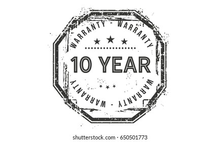 10 year warranty icon vector vintage grunge guarantee background