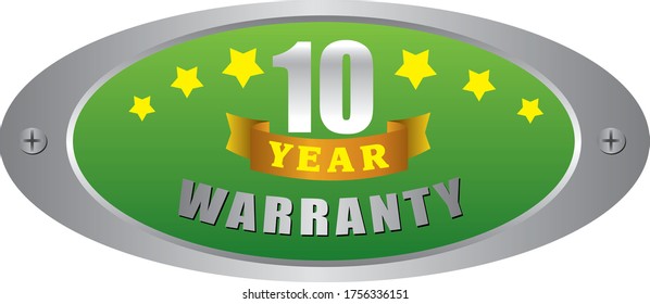 10 Year warranty stamp vector logo images, Warranty vector stock photos, Warranty vector illustration of logo.