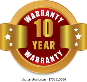 10 Year warranty stamp vector logo images, Warranty vector stock photos, Warranty vector illustration of logo.
