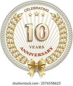10 years anniversary, background, icon, birthday card. Vector illustration 