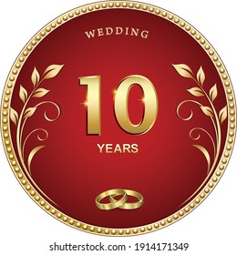 10 years anniversary, background, vector design for wedding greeting card and invitation card