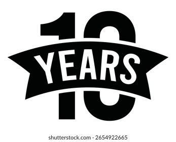 Ícone vetorial do emblema de aniversário de 10 anos