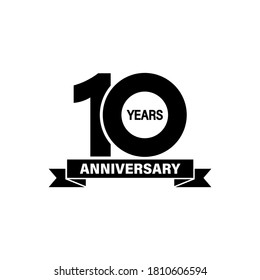 10 years anniversary banner. Vector on isolated white background. EPS 10