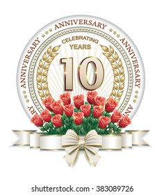 10 years Anniversary card with roses