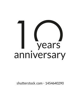 10 years anniversary celebrating icon or logo. Birthday, greeting card design template. Vector illustration. 