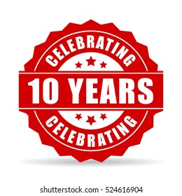 10 Years Anniversary Celebrating Icon Vector On White Background