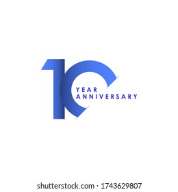 10 Years Anniversary Celebration Blue Gradient Vector Template Design Illustration