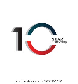 10 Years Anniversary Celebration Blue Color Vector Template Design Illustration