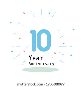 10 Years Anniversary Celebration Blue Color Vector Template Design Illustration