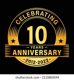 10 years anniversary celebration design template. 10th logo vector illustrations.
