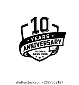 10 years anniversary celebration design template. 10th anniversary logo. Vector and illustration.