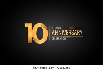 10 years anniversary celebration design with silver and gold color composition isolated on black background 