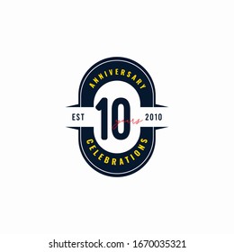 10 Years Anniversary Celebration Est 2010 Vector Template Design Illustration