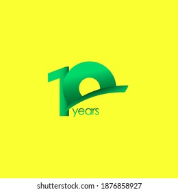 10 Years Anniversary Celebration Green Shape Vector Template Design Illustration