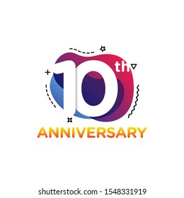 10 Years Anniversary Celebration Icon Vector Logo Design Template. Liquid Banner Style